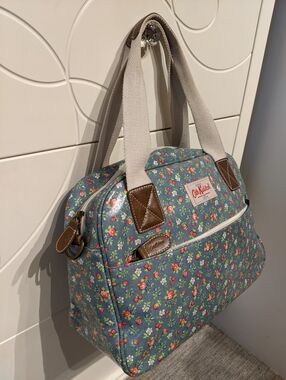 Cath Kidston Blue Floral Dome Tote with Cream Straps